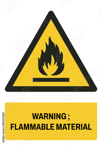 ISO warning safety signs_warning ; flammable material size a4/a3/a2/a1