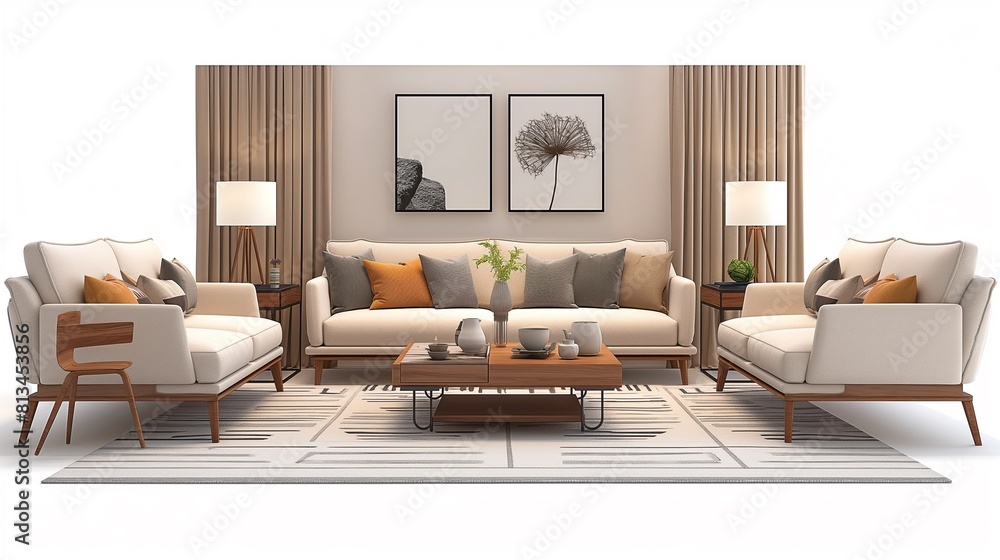 A Spacious And Airy Atmosphere In A Modern Living Room. A Spacious And Airy Atmosphere In A Modern Living Room.