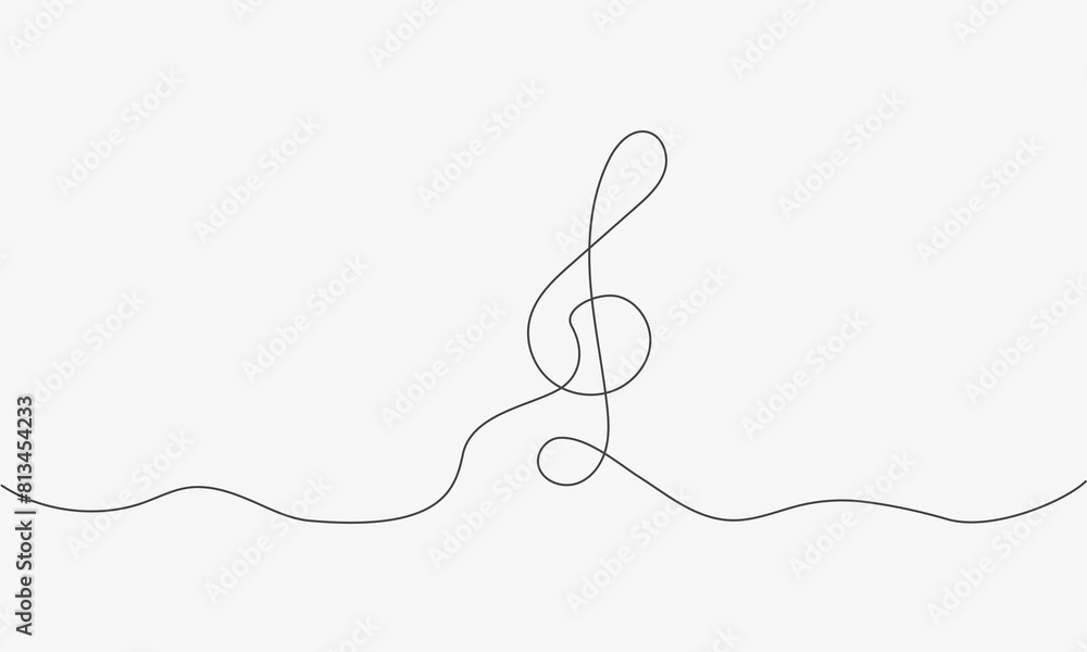 Treble clef one line. Continuous Music key note icon. Hand drawn thin line of treble clef. Melody concept. Vector illustration Treble clef one line. Continuous Music key note icon. Hand drawn thin line of treble clef. Melody concept. Vector illustration