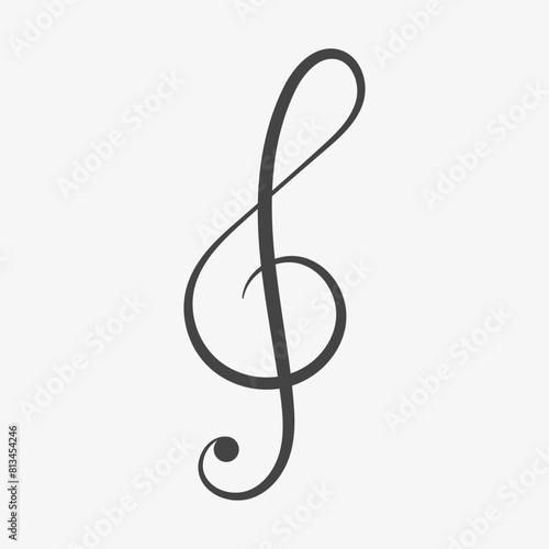 Treble clef icon. Musical Note, classic melody. Vector illustration 