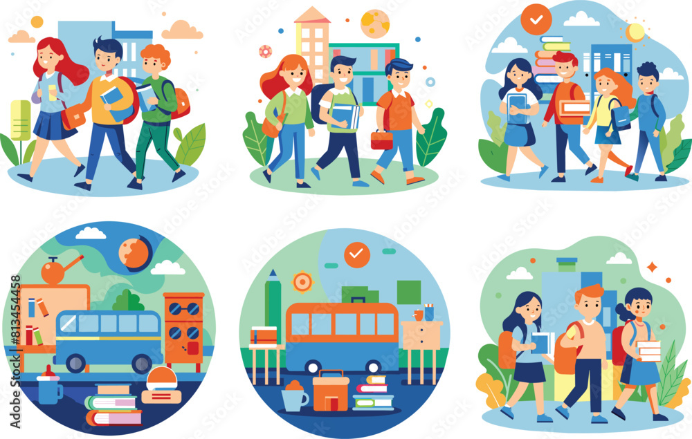 Set of flat education, back to school icon, vector illustration. Set of flat education, back to school icon, vector illustration.