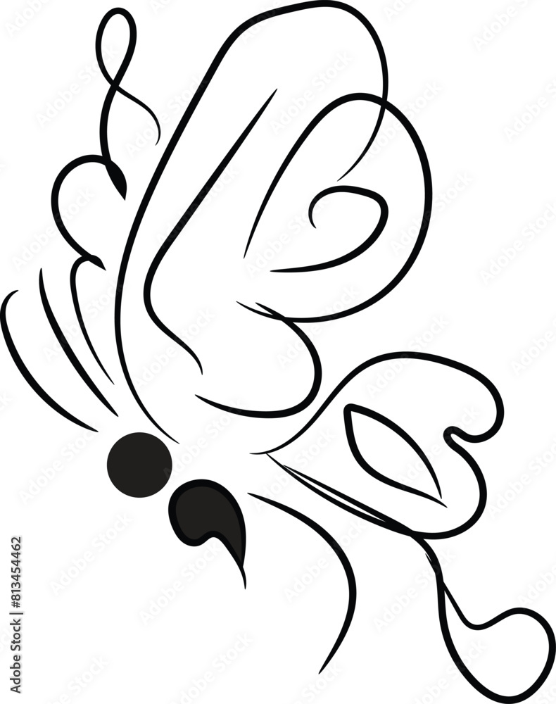 A butterfly with a black outline and a design on it A butterfly with a black outline and a design on it