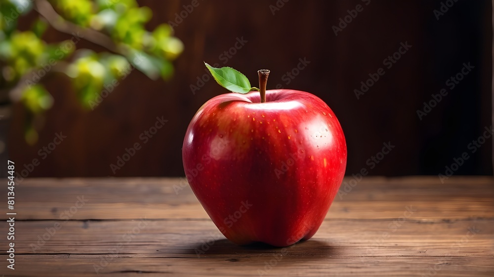 A vibrant red apple sitting on a wooden table. --ar 3:2 --v 4 A vibrant red apple sitting on a wooden table. --ar 3:2 --v 4