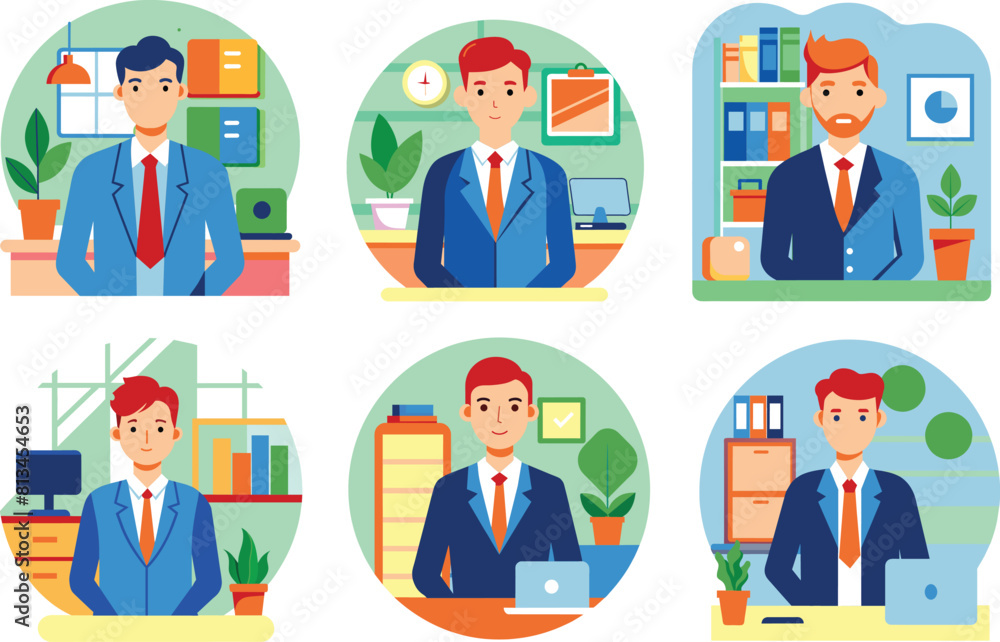 Set of flat business, businessman icon, vector illustration. Set of flat business, businessman icon, vector illustration.
