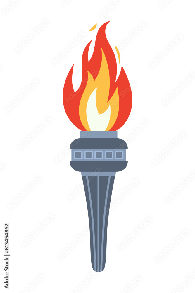Vector burning flame torch icon isolated on white background. Sport flat style games victory symbol. Winner abstract sign. Vector burning flame torch icon isolated on white background. Sport flat style games victory symbol. Winner abstract sign.