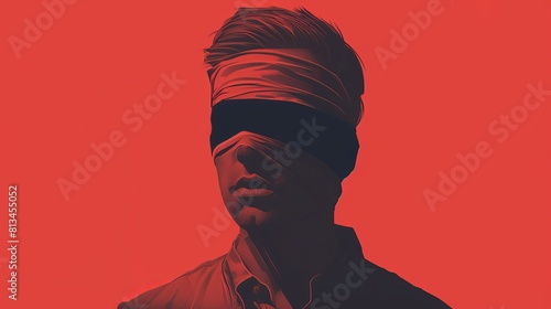 Blindfolded Perception: Navigating the Depths of Awareness in the Darkness of Ignorance - Man with eye mask or bandage
