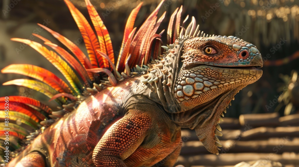 Fototapeta premium Feathered Serenade: A Colorful Iguanas Dance