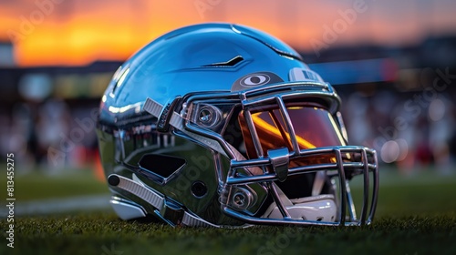 Reflective Football Helmet at Sunset © Suryani