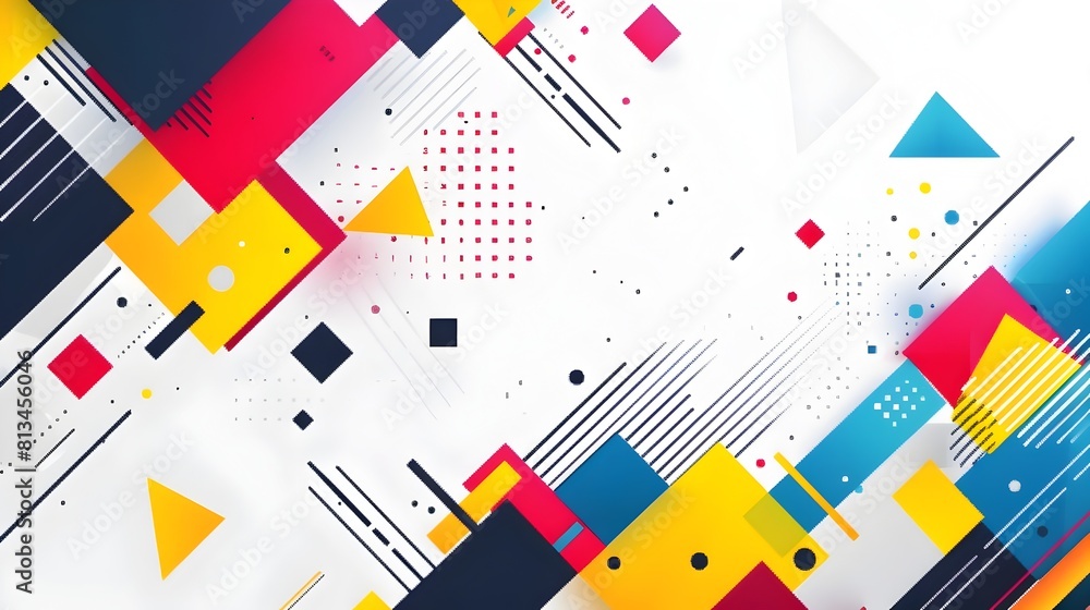 Vibrant Geometric Composition with Ample Negative Space for Copyspace in Flat Design