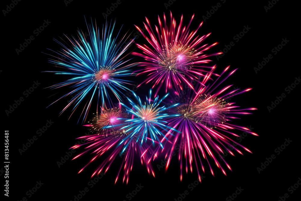 Generative ai on theme festive brightly fireworks on twilight background high in dark sky Generative ai on theme festive brightly fireworks on twilight background high in dark sky