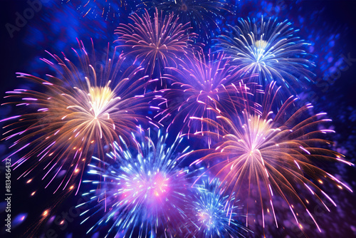 Wallpaper Mural Generative ai on theme festive brightly fireworks on twilight background high in dark sky Torontodigital.ca