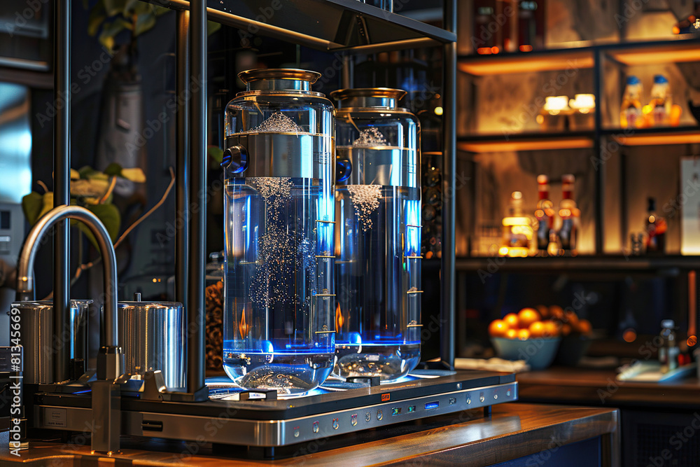 Generative ai on the theme of water filtration system for home, clean soft liquid to drinking Generative ai on the theme of water filtration system for home, clean soft liquid to drinking