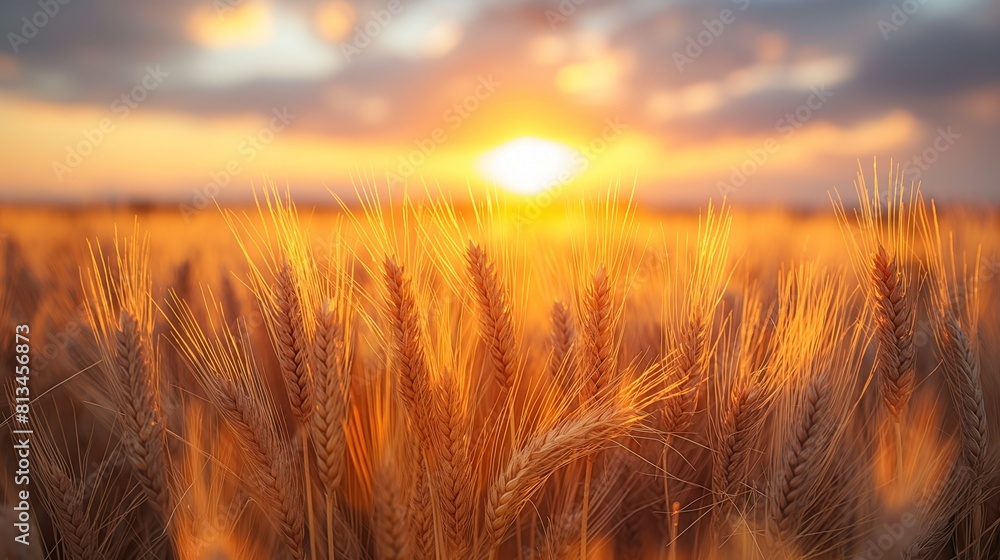 Sunset Over Golden Wheat Field