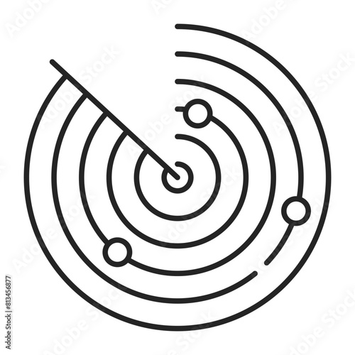 Radar line icon vector isolated. Symbol of military optical tool. Crosshair in the circle.