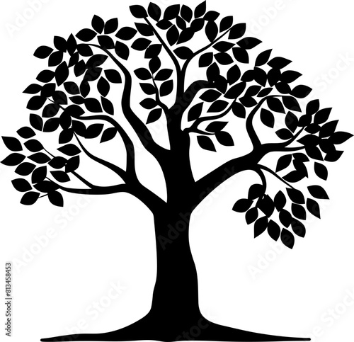 Big tree silhouette icon in black color. Vector template illustration design.