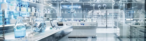 An ultramodern pharmaceutical lab utilizes pioneering AI to synthesize baffling new compounds with potential revolutionary health impacts  isolated on white