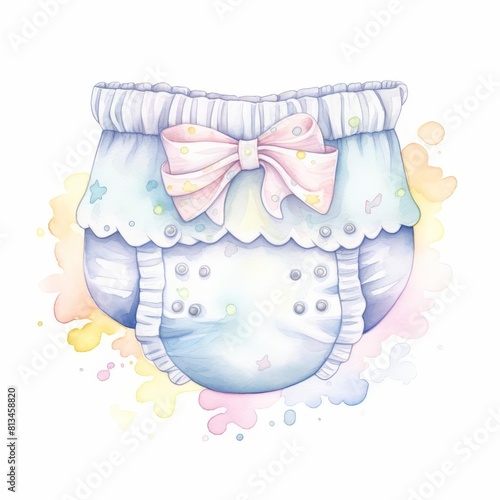 Wallpaper Mural A Cute Watercolor Illustration of a Buttoned Baby Diaper on a White Background Torontodigital.ca
