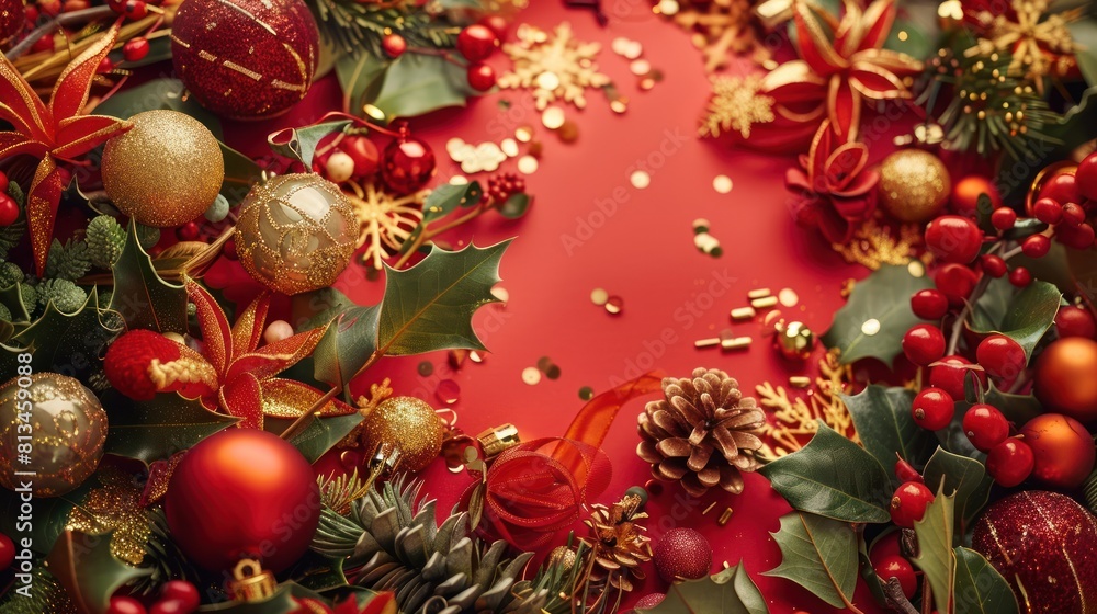 Lively Holiday Festivities: a lively holiday background filled with festive energy, featuring vibrant reds, greens, and golds