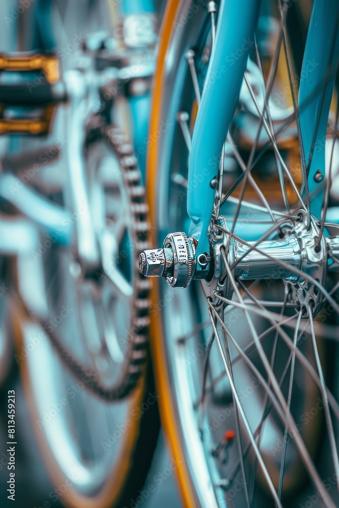 Obraz premium Detailed bicycle chain and gears, highlighting mechanical elements summer olympics sport concept