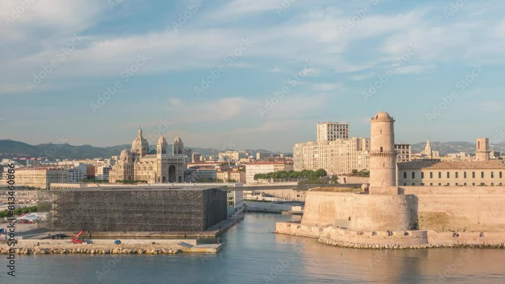 Marseille France time lapse city skyline at Vieux Port Marseille France time lapse city skyline at Vieux Port