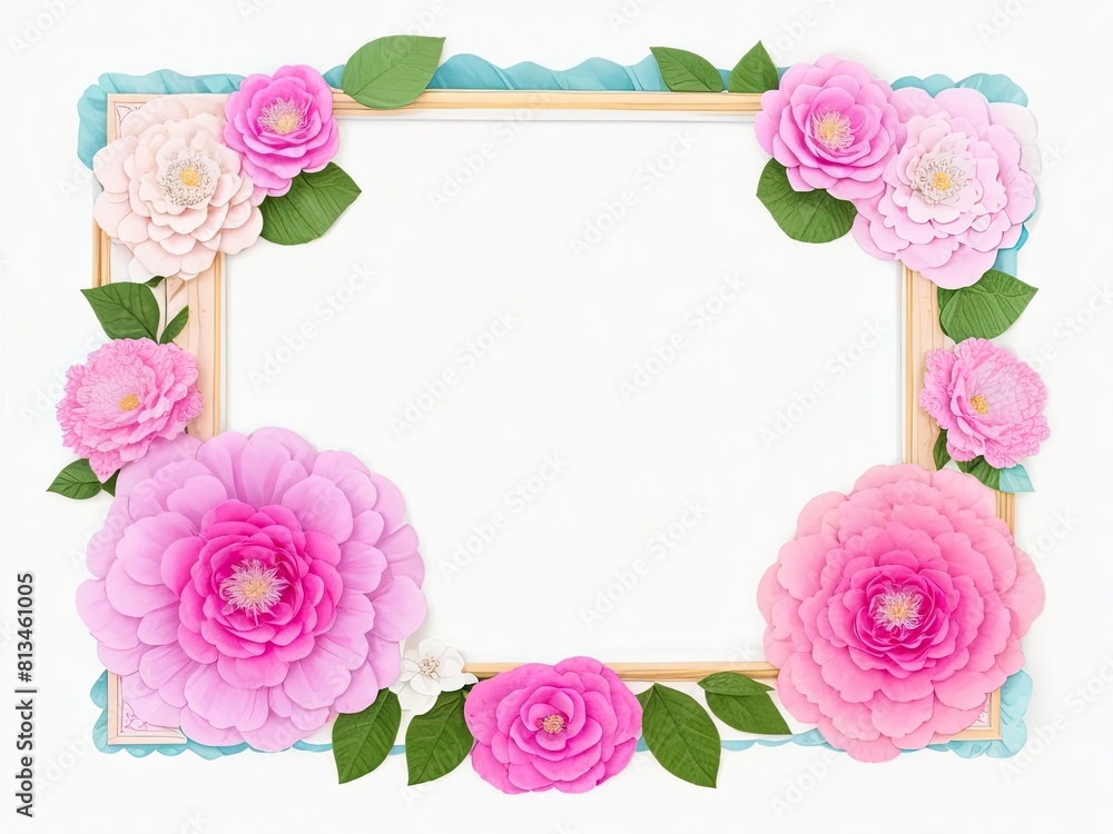 adorable decorative frame with paper flowers adorable decorative frame with paper flowers