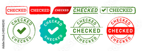checked rubber stamp label sticker sign for approved agreement success and accept