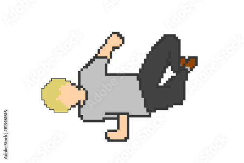 Blonde male in pixel art breakdancing air chair © Longing888