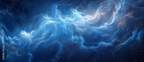Abstract image with blue dynamic swirling lines.
