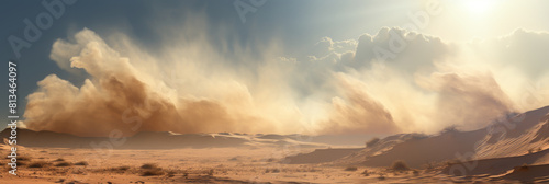 A desert scene with a large cloud of dust and sand © smth.design
