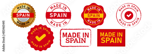 made in spainn rectangle and circle stamp seal badge label sticker sign for country product photo