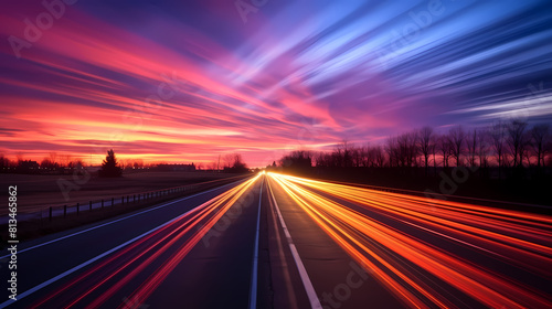 Long exposure photo of highway