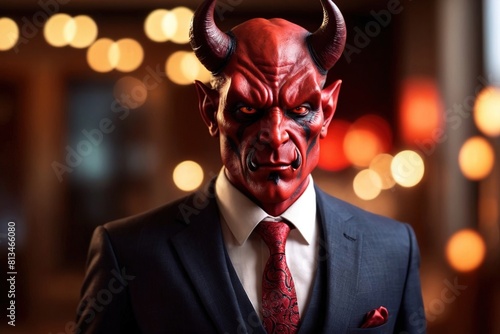 Devil wearing business suit, evil corporate business management leadership boss