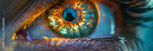 Wallpaper Mural Vivid Blue Eye with Fiery Golden Patterns Close Up Torontodigital.ca