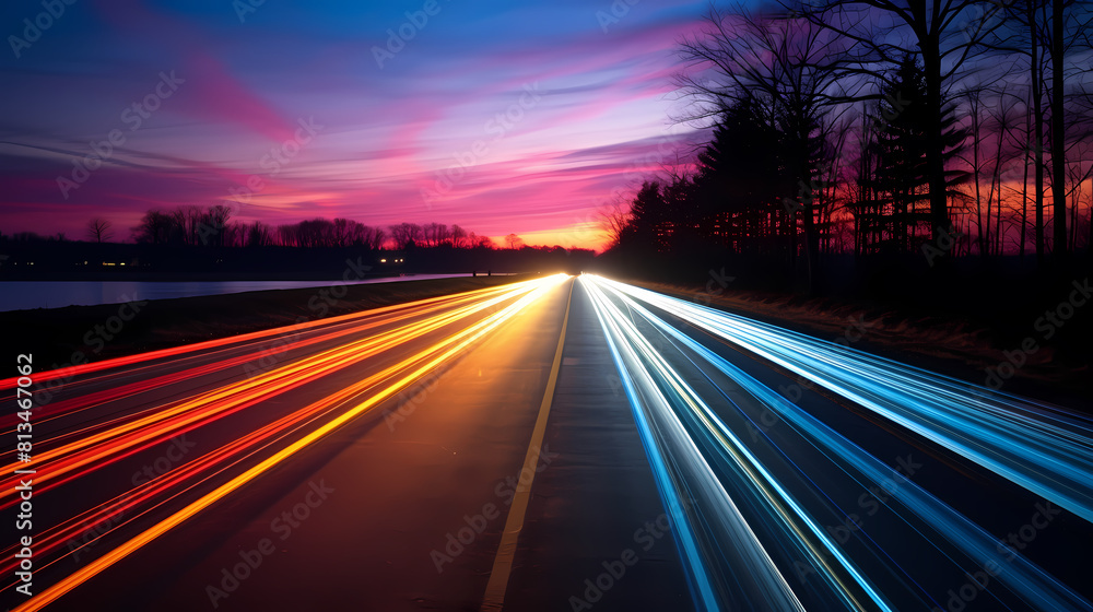 Long exposure photo of highway Long exposure photo of highway