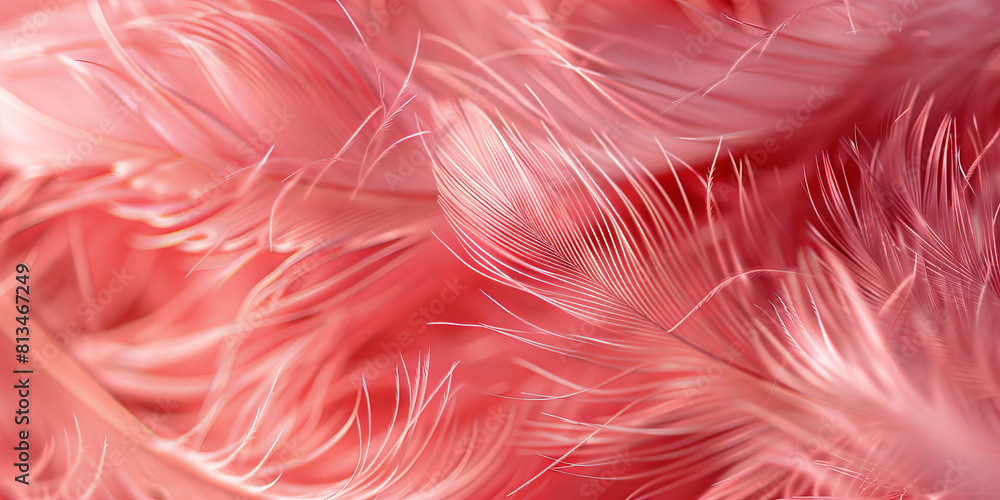 Elegant Coral Feathers Close Up Softness and Texture in Detail