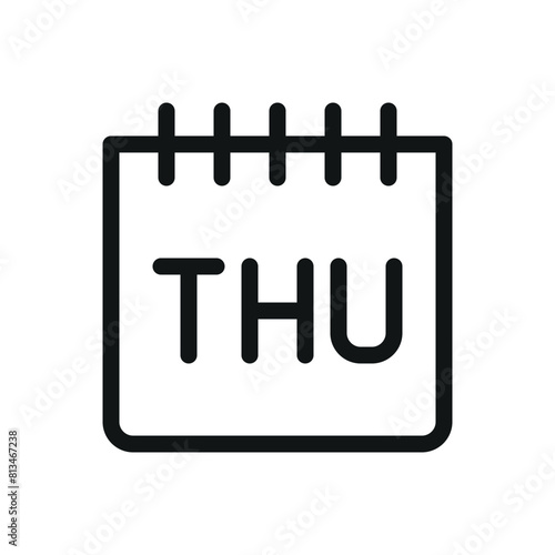 Thursday calendar isolated icon, THU week day vector symbol with editable stroke