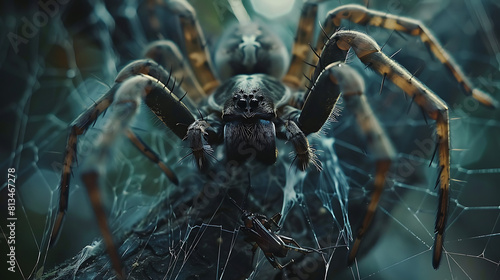 A spider weaving an intricate web to ensnare unsuspecting insects for its next meal.