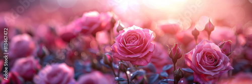 Enchanting Sunset Glow Over Vibrant Pink Roses