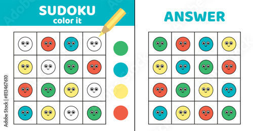 Sudoku. Planet. Coloring sudoku with Planets. Cartoon