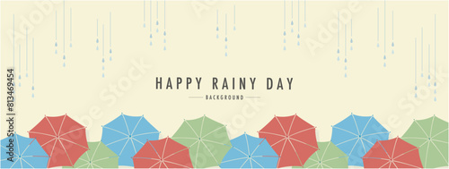 (複数梅雨 傘 RAINY DAY  素材バナー フレーム 背景 ベクターイラスト シンプル の値)