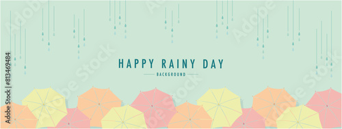 梅雨 傘 RAINY DAY  素材バナー フレーム 背景 ベクターイラスト シンプル