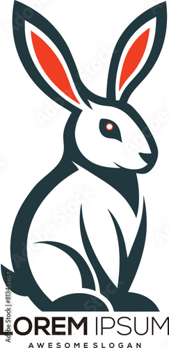 minimalist Rabbit logo vector art illustration with a Rabbit icon logo