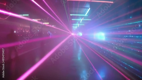 moving blue and purple neon lights disco background - 4K stock Video Animation