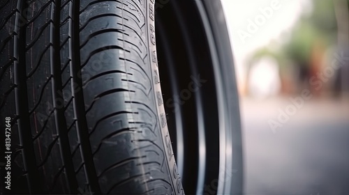 Urban Tire Profile Close-Up with Blurred Background