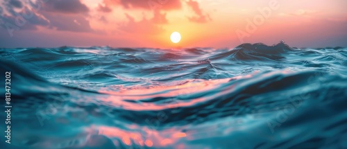 Serene Sunset Ocean Scene Description
