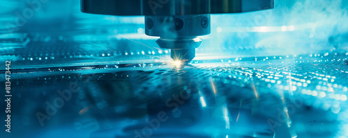 Futuristic Laser Engraving Machine Operating in a High-Tech Environment © artefacti