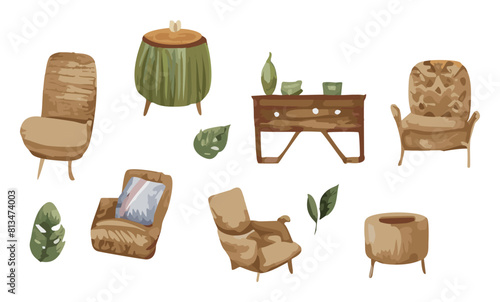 可愛い家具のイラストセット