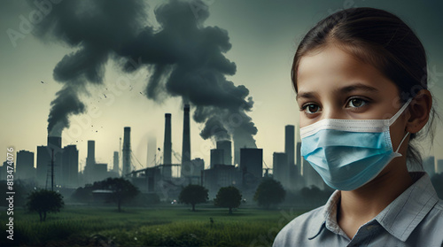 Environmental pollution caused by smoke emissions from factories and plants.Generative.Ai