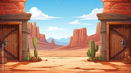 West town street in perspective view. Old cowboy salon.