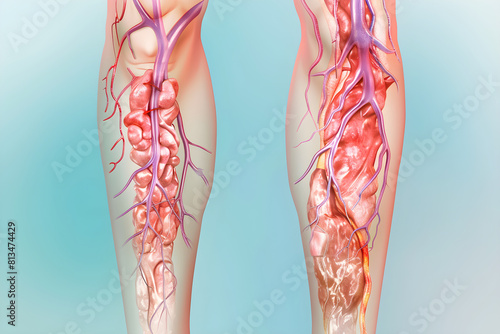 Comparative Illustration between Healthy Veins and Varicose Veins and Its Treatment Procedure